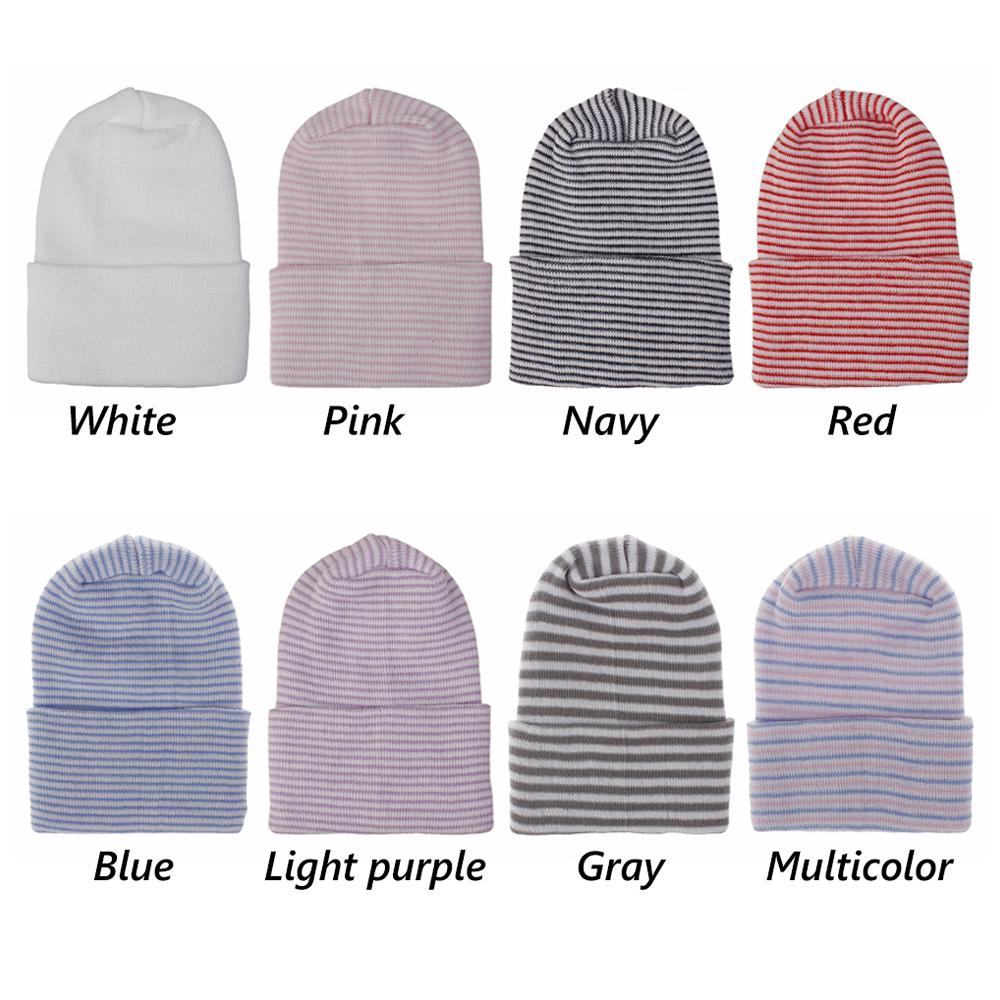 Stripe Infant Hat For 0-6 Month Newborn Baby Hospital Hat Soft Cotton Cute Big Bow Beanie Cap Winter Turban Hats for Baby Girls