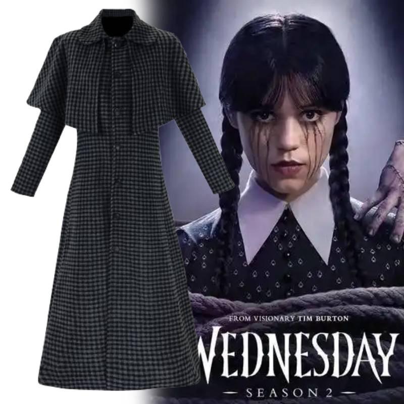 Female 2 Season Lead Addams Cosplay Costumes Lattice Coats Jacket