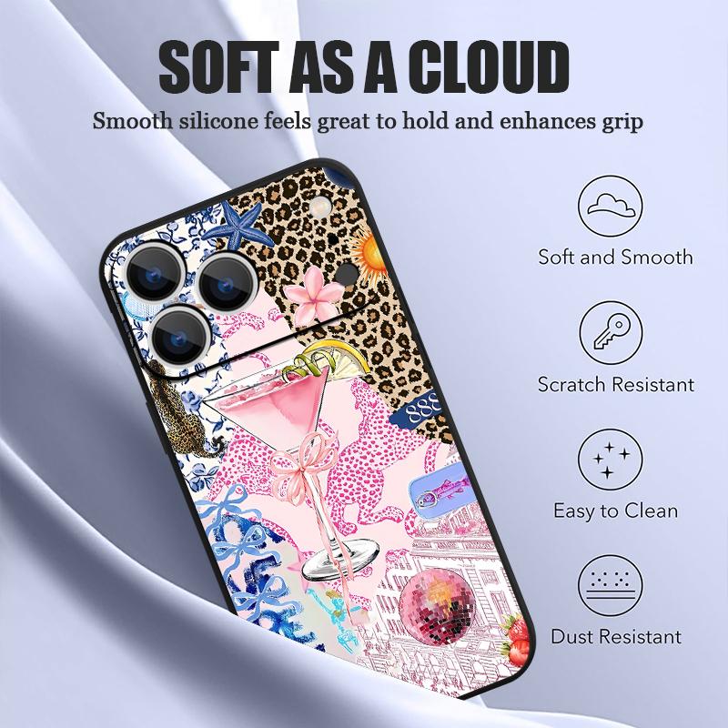 Pink Goblet Bowknots Disco Ball Case For iPhone 17 Pro Max Magnetic For Magsafe Silicone Cover For iPhone 16 Pro Max Funda iPhone 15 14 13 12 11 16E