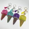 Rhinestone Ice Cream Keychain with Tassel - Fashionable Car and Bag Ornament