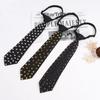 Uniform Black Ties for Senior High School Girl Uniform Pre-tied Preepy Look Adjustable Neck Ties with Metal Rivets