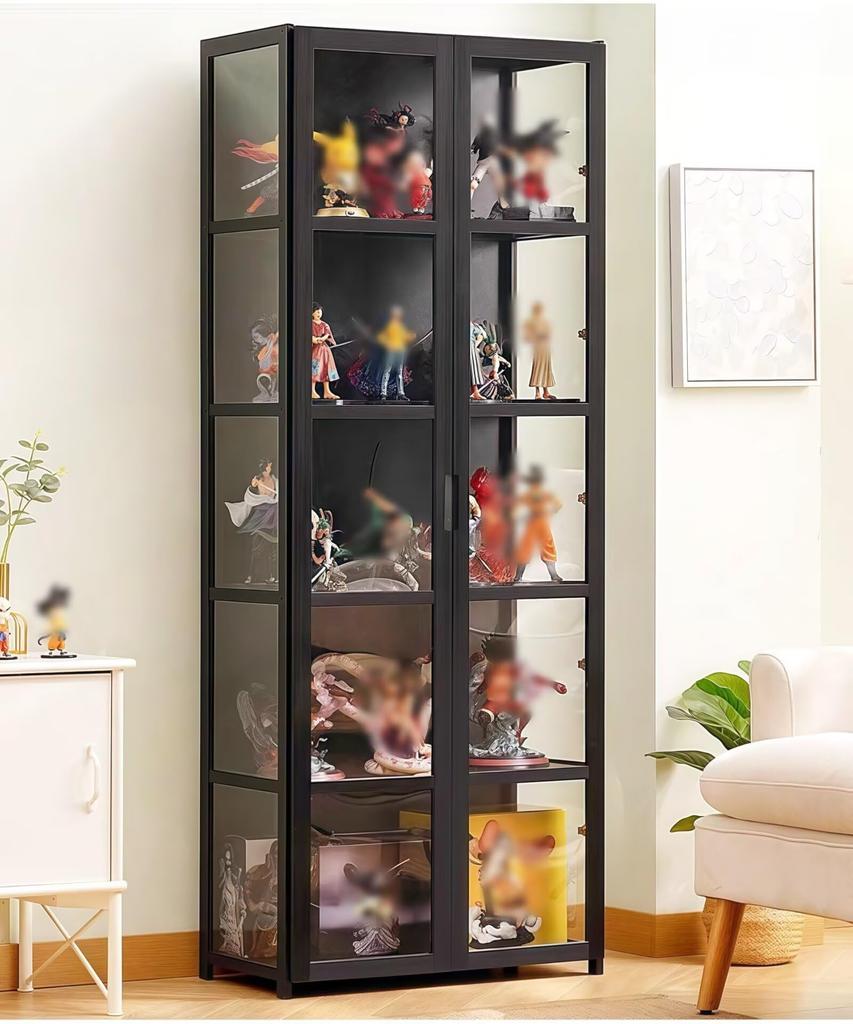 TUIYIDUO Showcase Figure Display Case Shelf Bamboo Frame Transparent Acrylic Dustproof Design Japanese Manual Included 5-Tier