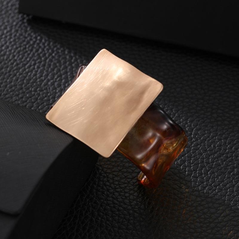 Geometric Brushed Square Metal Bracelet Elegant Bangle Adjustable Wristband Accessories for Modern Fashionable Women