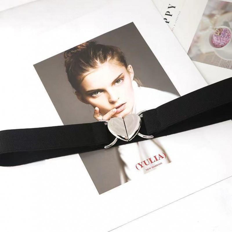 

Elegant Heart Buckle Narrow Waist Belt For Women In Versatile Black Color 3cm Width Black Heart Belt