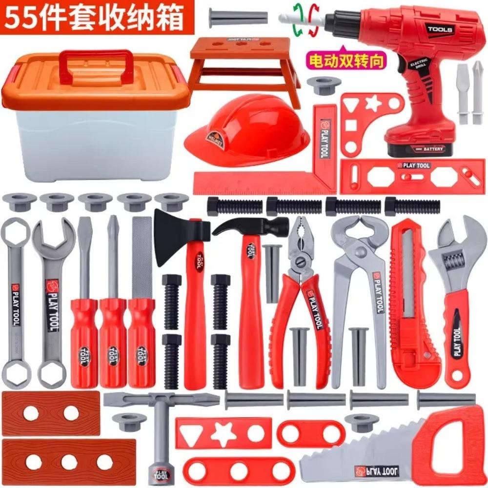 Kids Repair Toolbox Toy Set, Simulation Engineering Tools with Drill, Educational Pretend Play Gifts for Boys