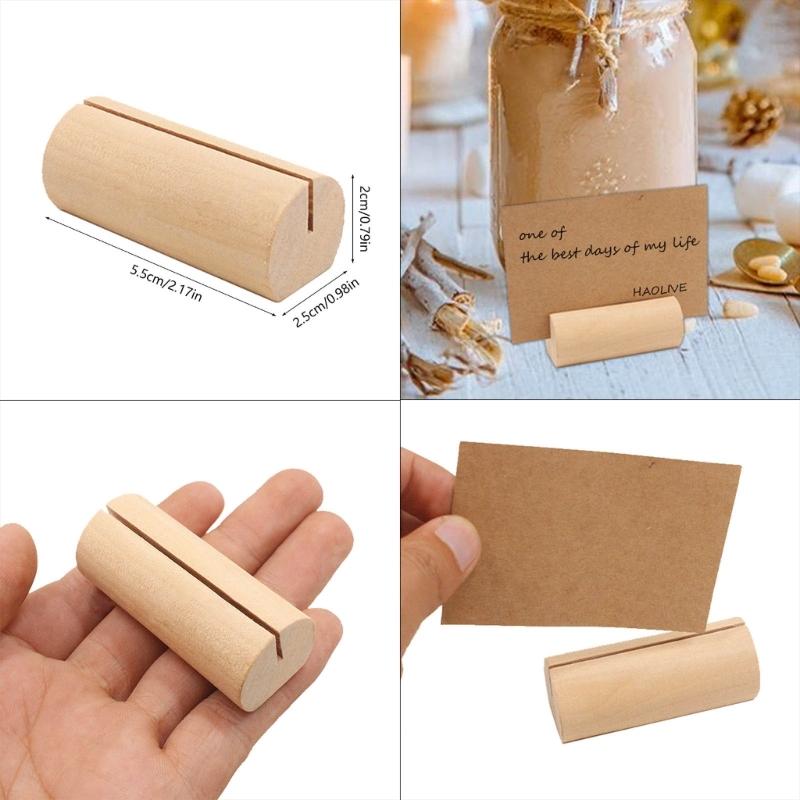 20Pcs Wood Table Number Holders Stand Wood Name Card Holders Wood Name Cards Food Label Memos Photo Holders for Wedding
