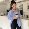 Korean Chic Textured Plaid Mid-Length Sun Protection Shirt for Women