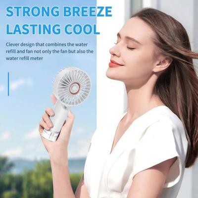 Handheld Misting Fan Portable Rechargeable Spray Fan with Long Battery Life Travel Cooling Fan with Multi-Level Wind and Spray Modes for Travel Home