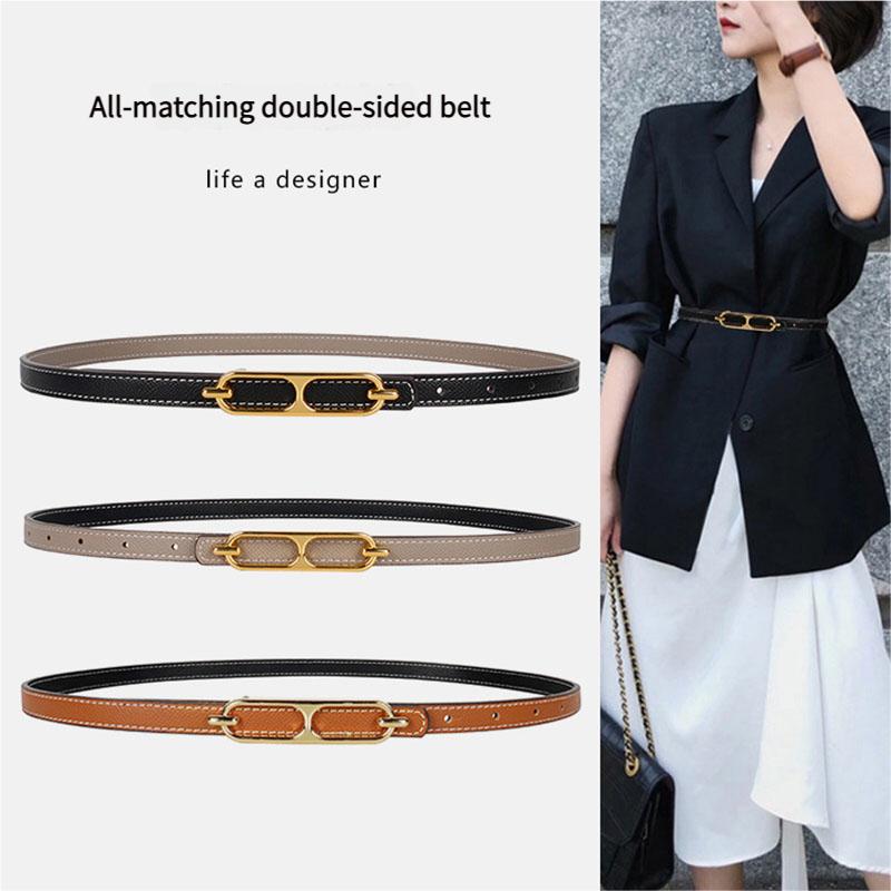 

Reversible Slim Women Belt Two Sides PU Leather Waistband Fashion Accessory For Dresses Pants Youth Casual Style 1PCS 105cm помаранчевий