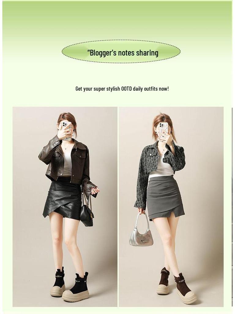 Thick-Soled Platform Martin Boots for Petite Women – 2025 Autumn/Winter, Versatile Lightweight Short Boots, Trendy and Casual Style.