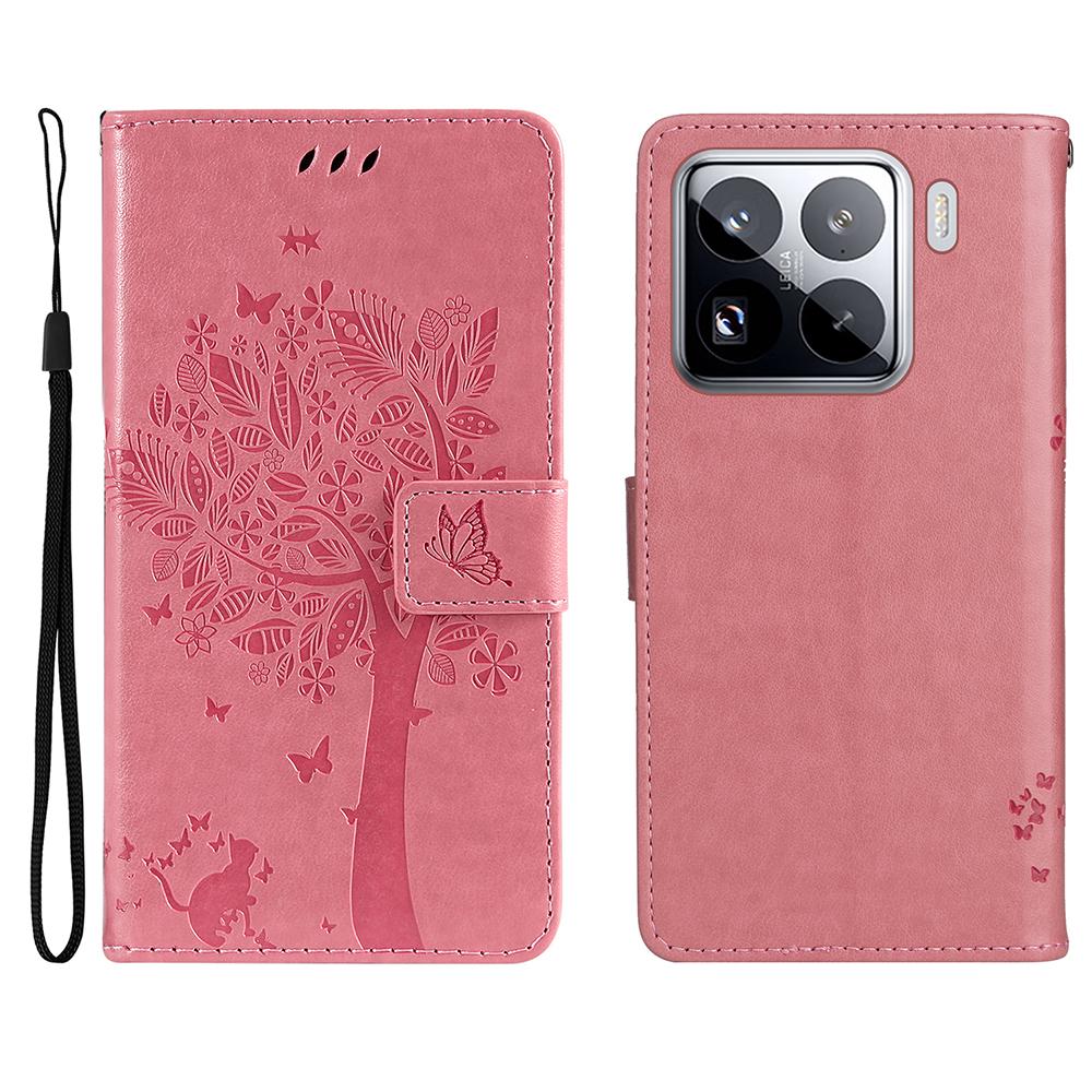 For Xiaomi 15 Pro Phone Case with Stand Cat Tree Pattern Leather Wallet Mobile Cover