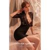 Sexy Underwear Private Room Temptation Secretary Uniform Autumn and Winter Short-sleeved Hip-wrapped Nightdress Casual Home Suit Pajamas Qqny