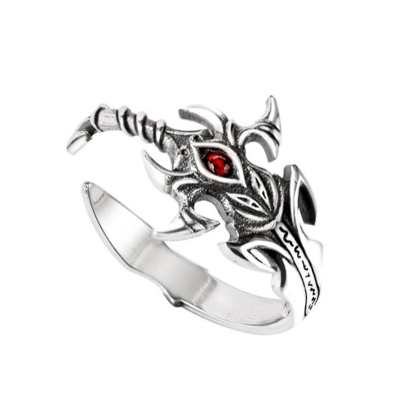 Yin Taifei Retro Douluo Continent Tang San Asura God Demon Sword Thai Silver Anime Ring