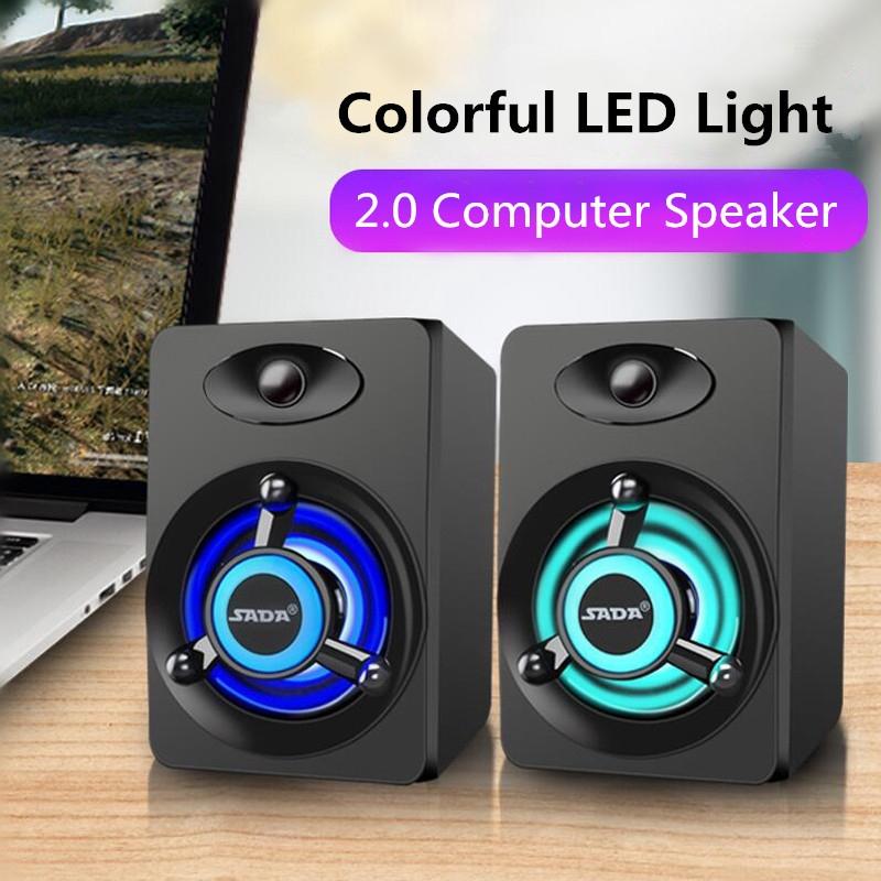 LED Light 2.1 Desktop Computer Speaker Heavy Bass Subwoofer Combination Speaker USB Power Supply For Cellphone PC Laptop 3W