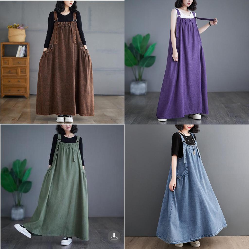 Denim Suspender Skirt For Women With High Waist And Flared Design For Spring Casual Wear