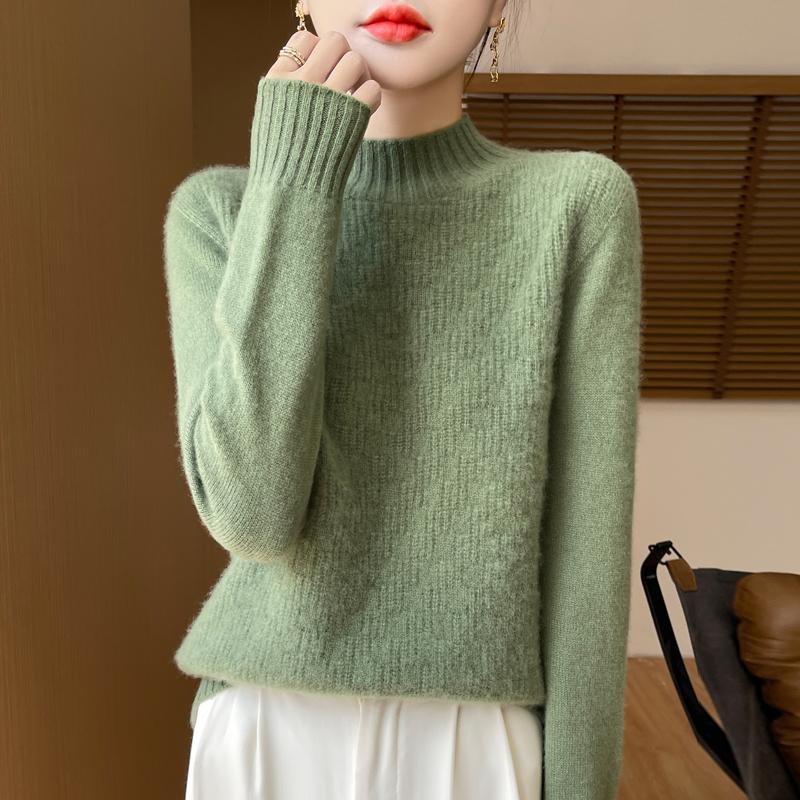 Women's cashmere sweater Qinghe cashmere 30% cashmere 70% wool autumn and winter pullover warm and fashionable