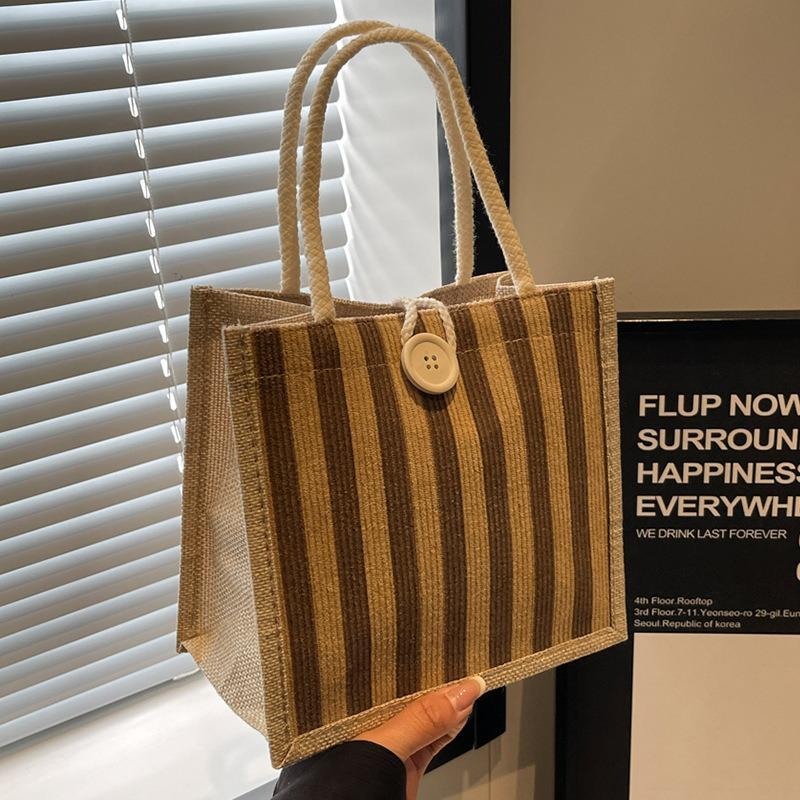 Stylish Vertical Striped Lunch Tote Bag with Handle