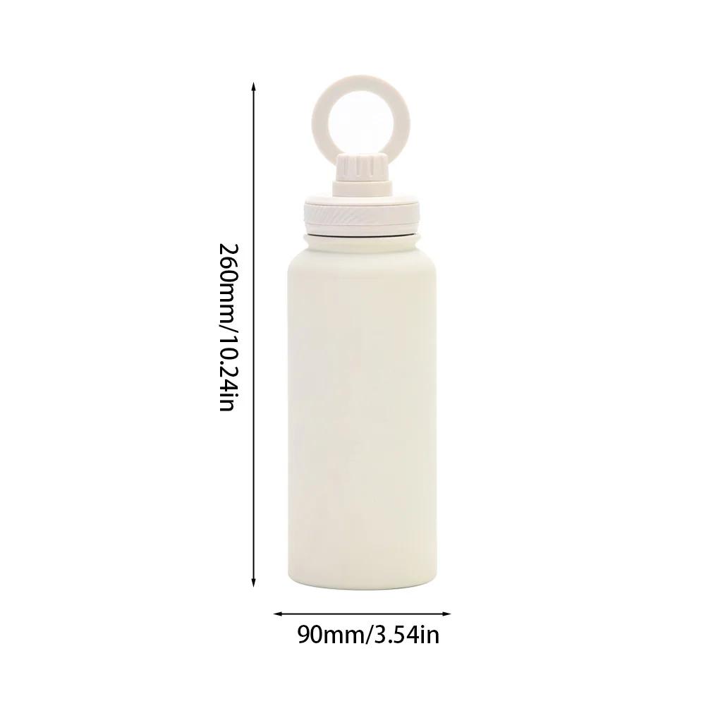 Sports Water Bottle Lid with Cellphone Magnetic Stand 1000ML Insulated Stainless Steel Sports Water Bottle Thermal Water Cup Lid
