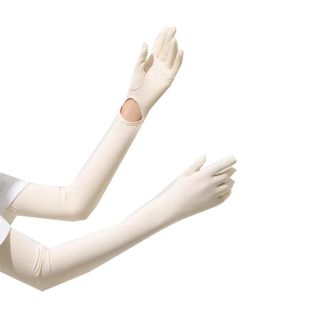 

Нескользящие перчатки для защиты от солнца, альпинизма, мужчин и женщин, дышащие длинные перчатки с защитой от ультрафиолета, ледяной шелковый рукав One Size