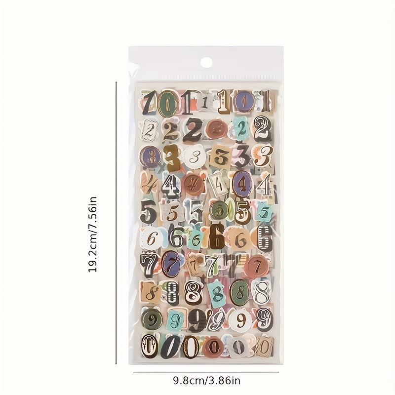 1 Set of Vintage Number Letter Stickers, Number Stickers for Scrapbooking, 6pcs Letter Stickers for Diary Decoration, Notebook