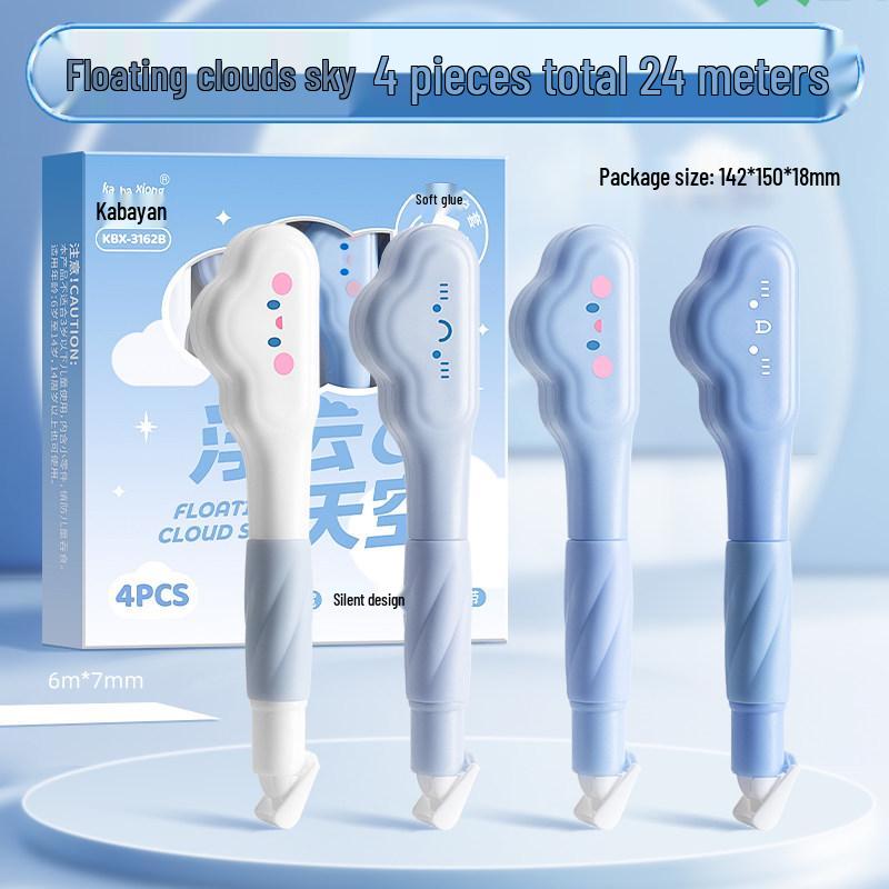 Pen-Style High-Capacity Correction Tape with Push-Button Design, Silent Operation, for Students