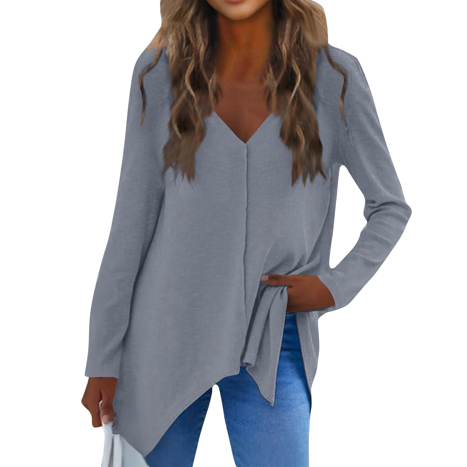 

Women s Fashion Casual V-neck Woolen Knit Top XXL синий