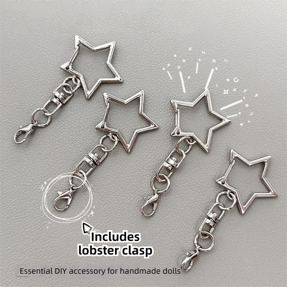 10Pcs Multi Styles Keyring Pendant 360 Rotate Star Shaped Clasp Metal Swivel Clasp Key Chain Rings