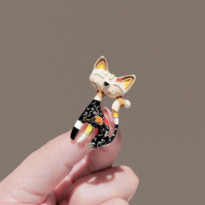 Brož Pin High-End Feminita Japonský a Korejský Retro Černé Kotě Odznak na Límec Doplňky Smysl pro Design Niche Ozdoba na Sako