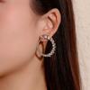 Elegant Leaf Shaped Hoop Earrings for Women Sparkling C Shape Statement Earrings for Party Wedding