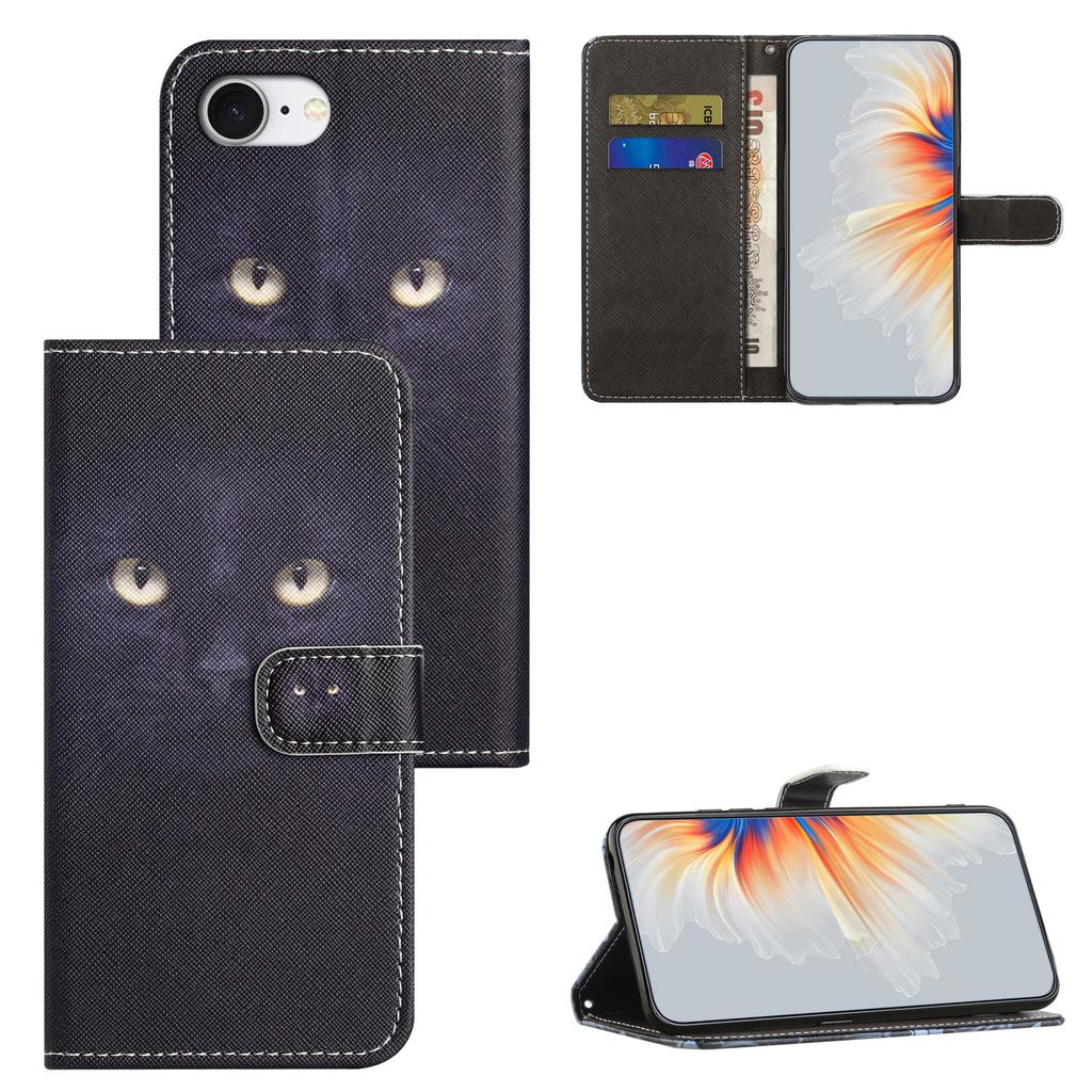 For iPhone 16e Case Pattern Print PU Leather Wallet Phone Cover Cross Texture