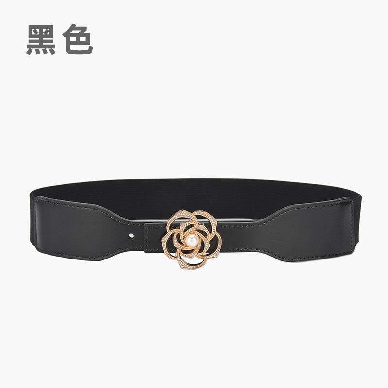 Pearl Buckle Elastic Waist Seal Simple Elastic Belt Women'S Fine Decorative Dress Small Belt With Accessories