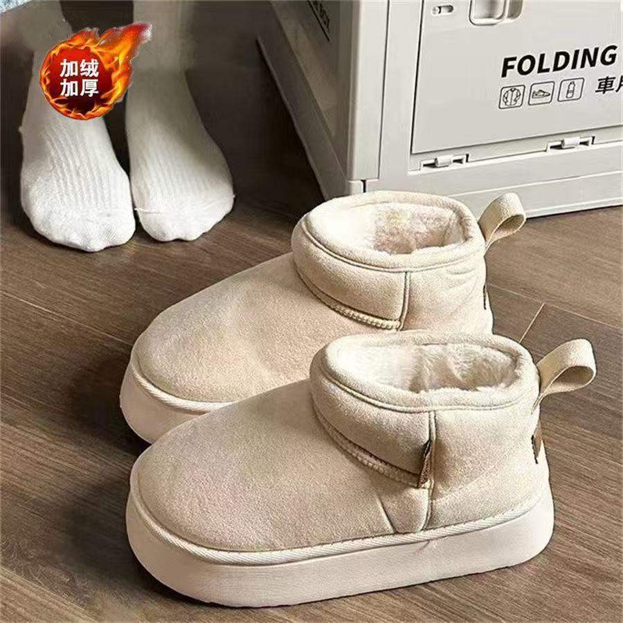 Lightweight thick-soled snow boots winter new piled thickened short tube fluffy short cotton boots bread shoes