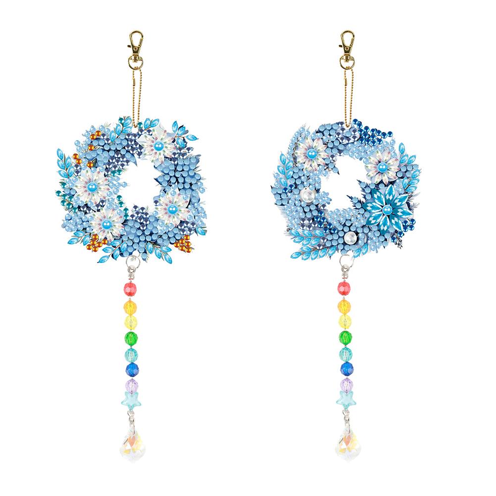 

2PCS Diamond Painting Hanging Decor Christmas Ball Suncatcher Crystal Painting Ornaments Wreath Christmas Home Windows Decor