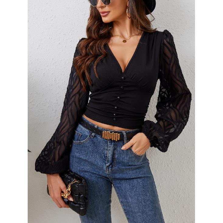 Spring And Autumn New Women'S Versatile Long Sleeve Daily Business Commuter Elegant Comfort Sexy Bottom Shirt Top