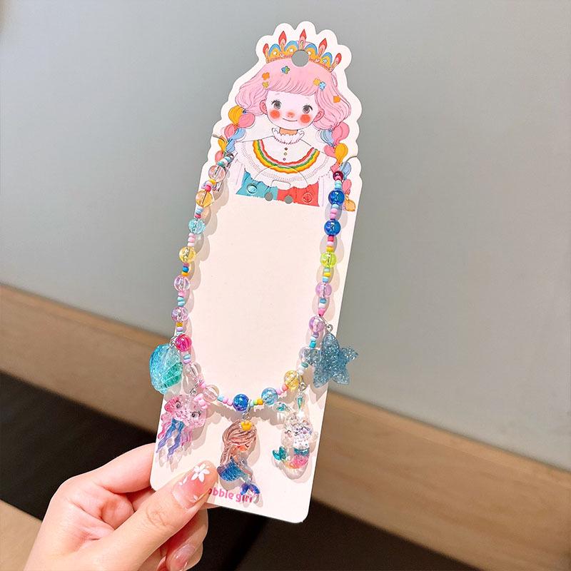 Summer Mermaid Hair Clips & Jewelry Set for Girls – Cute BB Hair Clip with Creative Necklace & Bracelet