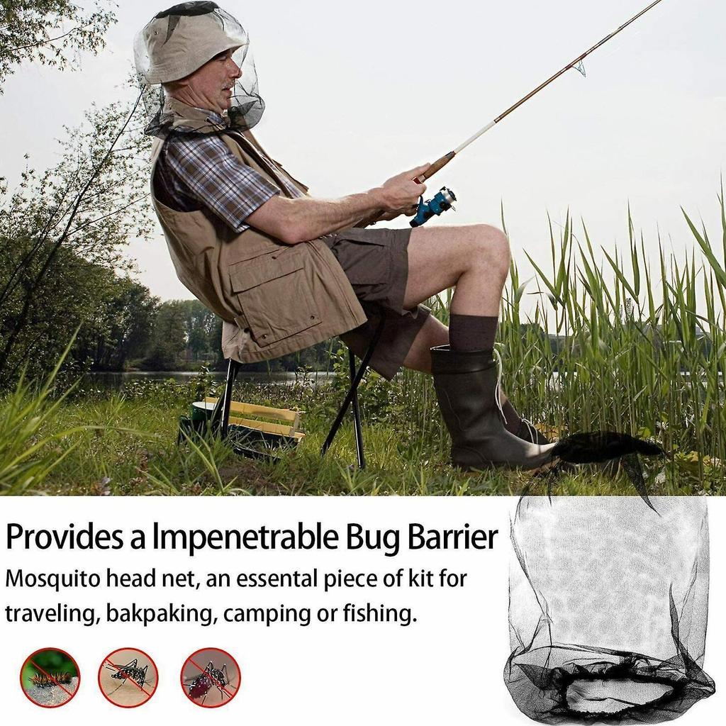 2X Outdoor Mosquito Head Face Net Hat Bee Insect Bug Protection Hidden Mesh Cap