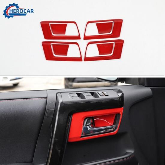 

4X Red Interior Door Handle Bowl Frame Cover Trim For 4Runner 2010+Accessories