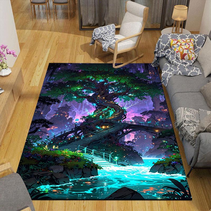 1pc Tree of Life Print, Design Indoor Area Rug - Soft, Anti-Slip, and Durable Gaming Room Decor for Bedroom, Living Room