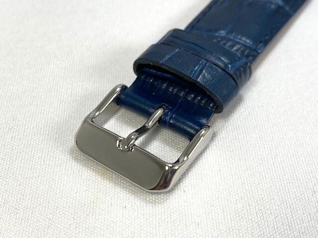 SEIKO RS01C20NY 20mm leather calfskin crocodile navy watch, strap, embossed, blue