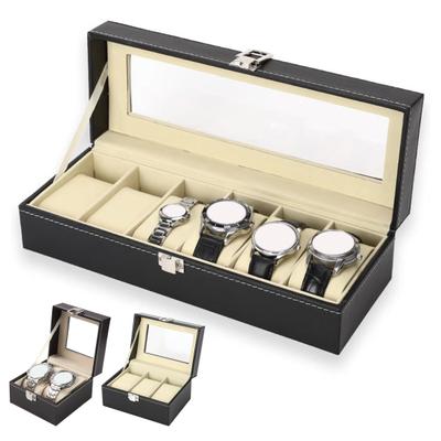 Uhrenaufbewahrungsbox mit transparentem Fenster und Schloss aus Holz