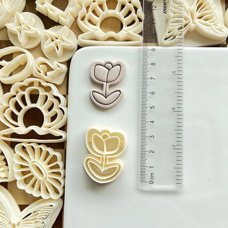 Maple Leaf/Leaf Wreath/Flower/Drop/Frame Shaped Clay Molds Plants Style Cutting Molds Tools For DIY Earring Ring Jewelry Making