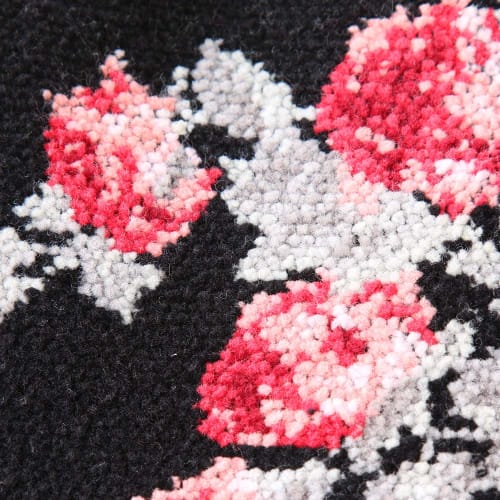 Laura Ashley "Chenille" Drawstring Bag, Roses, Black, Approx. 19 X 3 X 20cm (RUA44572, Bk)