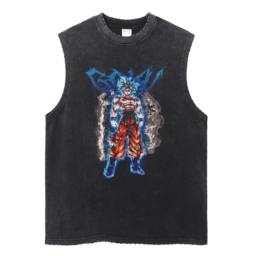 

Мужские майки Dragon Ball Majin Летние Y2k С принтом в стиле винтаж с эффектом стирки Спортивная майка Женские майки без рукавов Одежда L