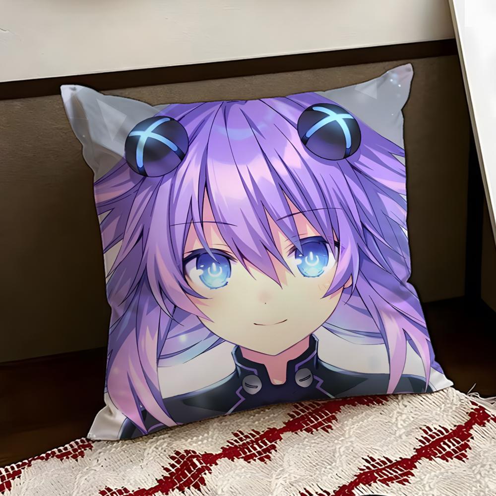 Hyperdimension Neptunia Cute Cushion Cover Reversible Soft Durable Pillow Cover Home Car MultiScene Use for Daily Comfort