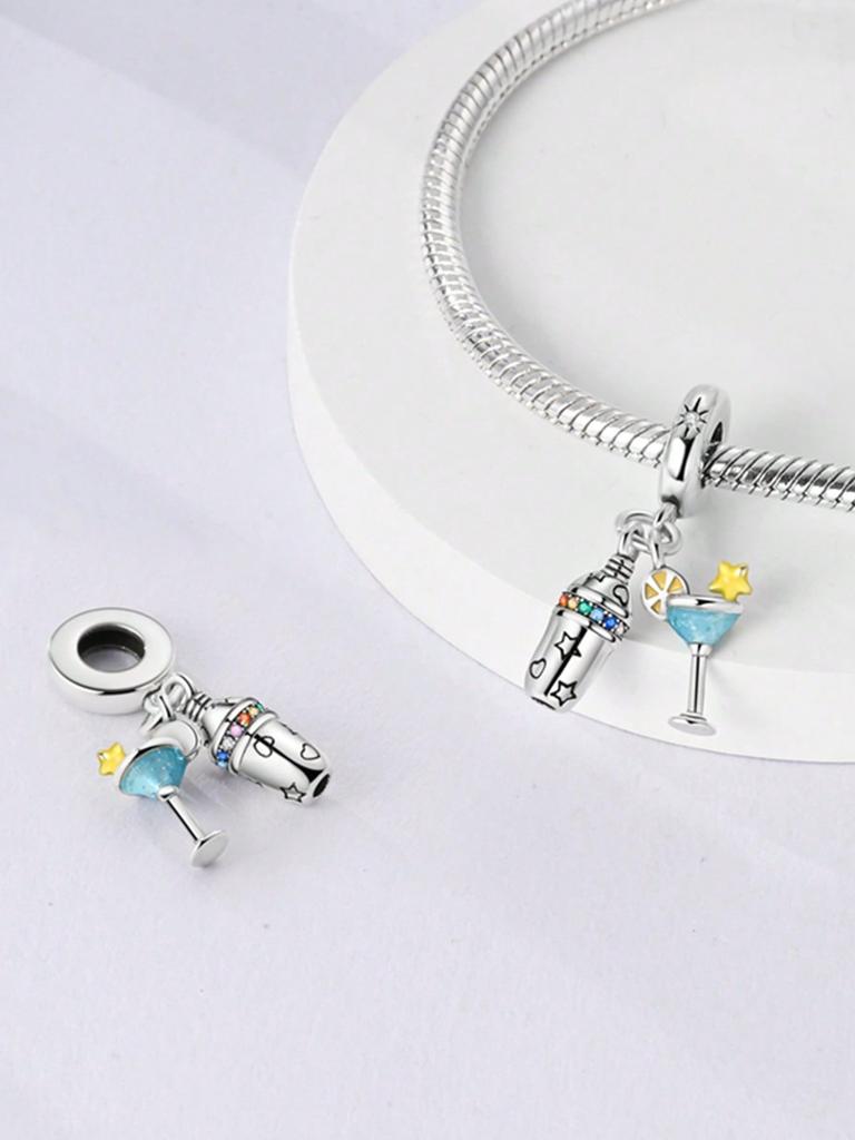 Copper Colors Charms Plata Red Wine Beer Champagne Beads Charm Pendant For Original Bracelet For Women Diy Jewelry Love Gift