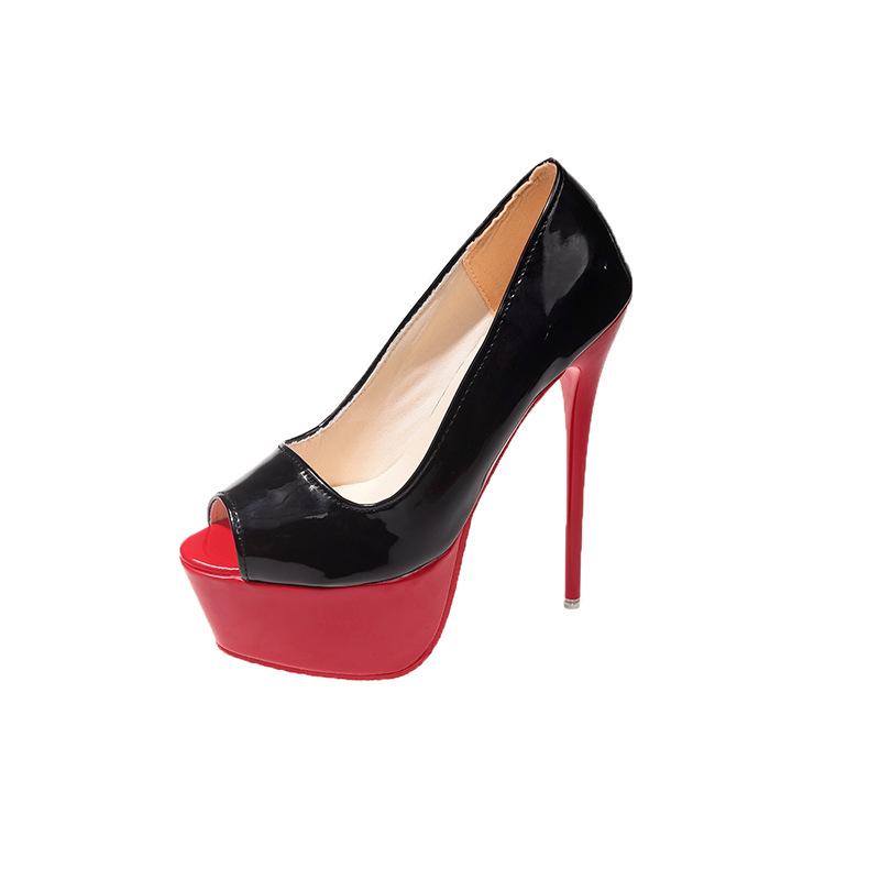 Large size hate sky high heels red sole thin heel sexy bed single shoes waterproof table high heels women's shoes