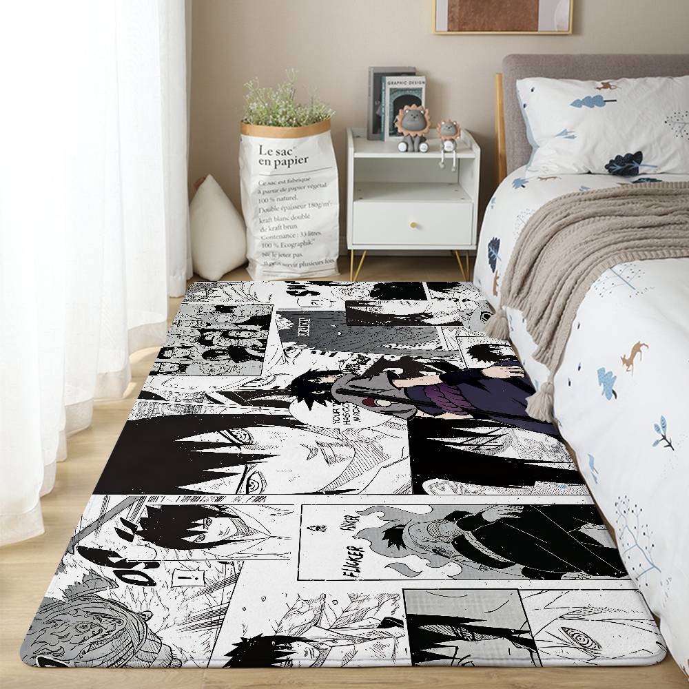S-Sasuke Uchiha Floor Mat Pattern Printed Flannel Door Mat, Suitable For Bathroom, Living Room, Home Decoration