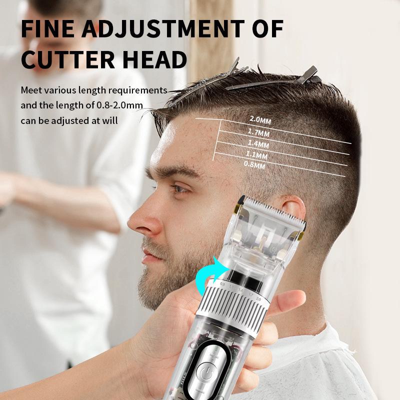 High-Power Transparent Hair Clipper with Base, Ceramic Blade Electric Clipper