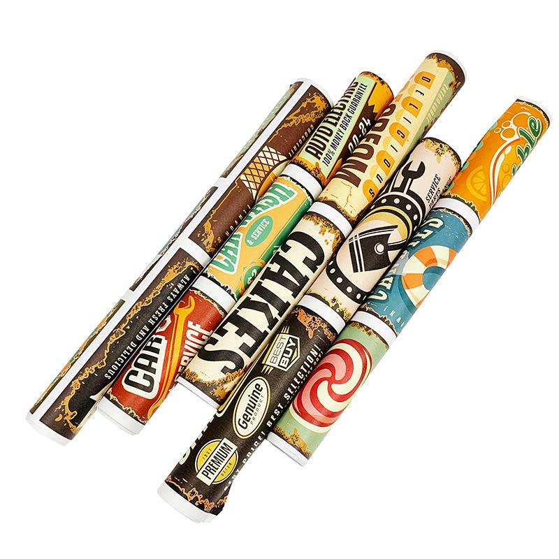 Retro Cartoon Self-Adhesive Waterproof Wallpaper Bedroom Living Room Wall Decor Desk & Furniture DIY Removable Stickers