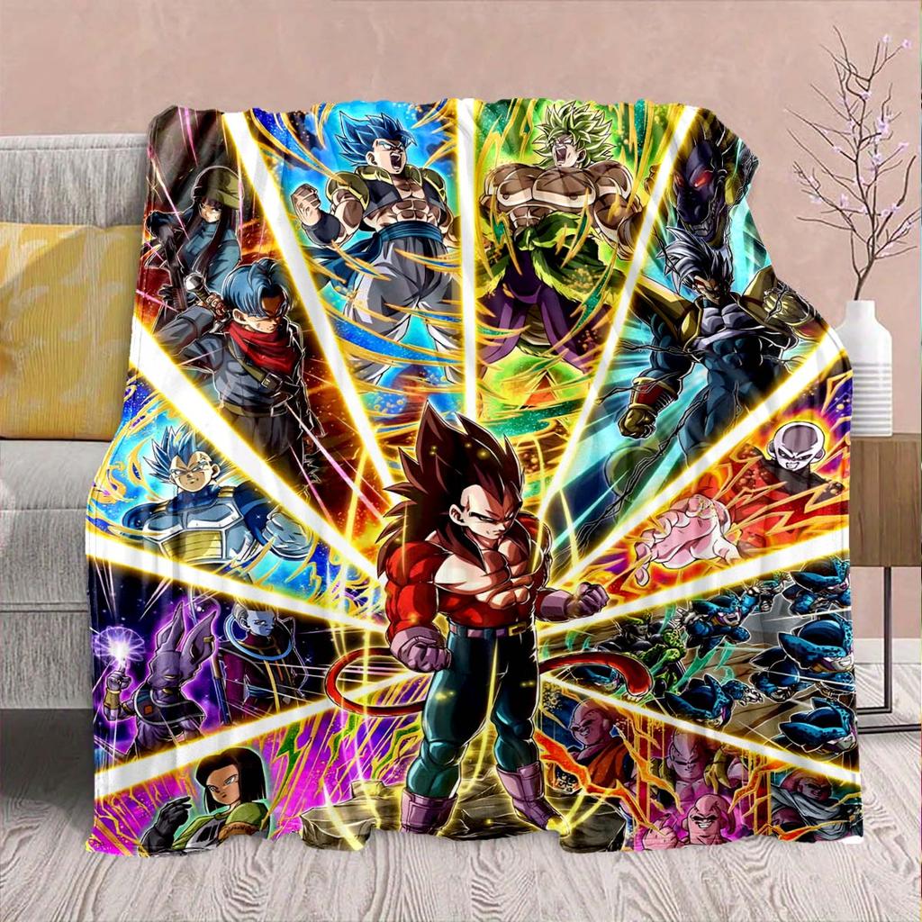 Dragon Ball Anime Flannel Blanket - Soft Warm Perfect for Sofa, Bedding Camping Travel Office Home Decor